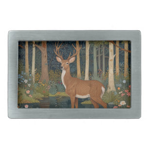 Boho Deer in Woodland: Rustic Forest Greenery Belt Buckle