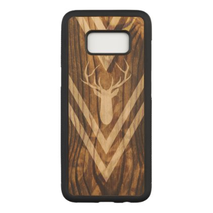 Boho deer on rustic wood carved samsung galaxy s8 case