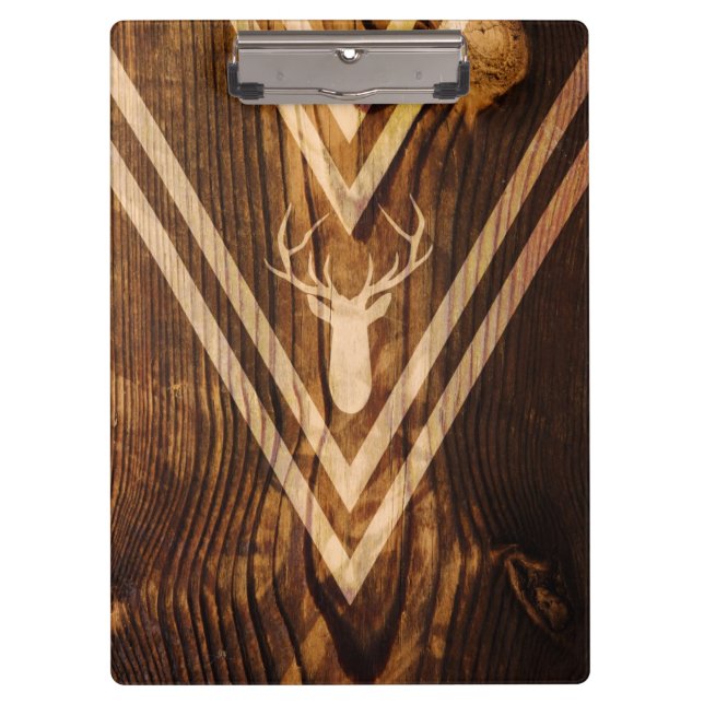 Boho deer on rustic wood clipboard (Front)