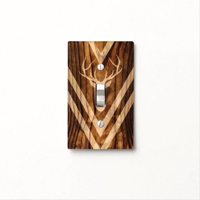 Boho deer on rustic wood light switch cover (In Situ)