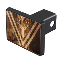 Boho deer on rustic wood tow hitch cover