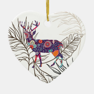 Boho Deer Stay Wild Gypsy Child Ceramic Ornament