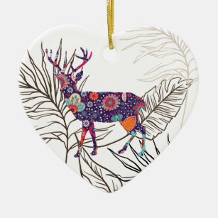 Boho Deer Stay Wild Gypsy Child Ceramic Ornament