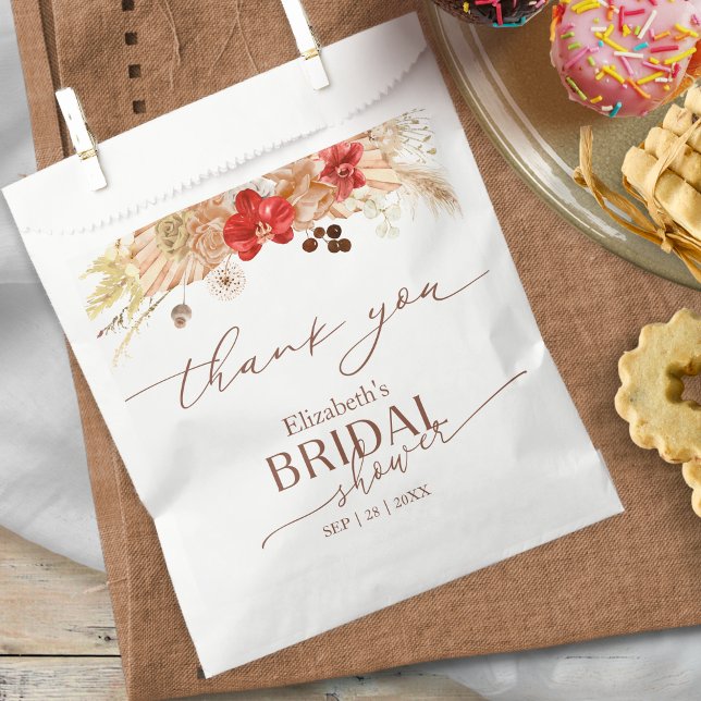 Boho Delicate Calligraphy Thank You Bridal Shower Favor Bag (Creator Uploaded)