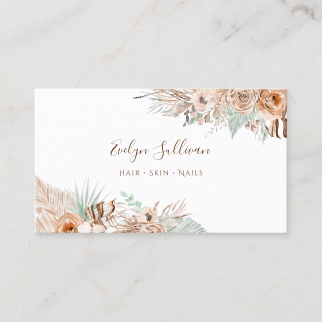 Boho delicate flowers business card (Front)