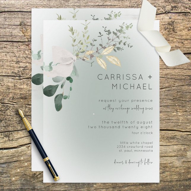 Boho Delicate Greenery Modern Wedding Invitation (Creator Uploaded)