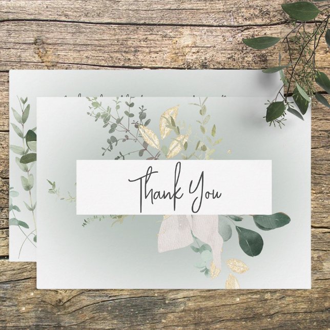 Boho Delicate Greenery Modern Wedding Thank You Card (Creator Uploaded)