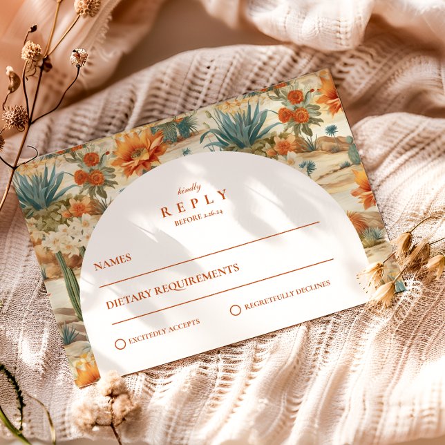 Boho Desert Arch Wedding RSVP Card (Creator Uploaded)