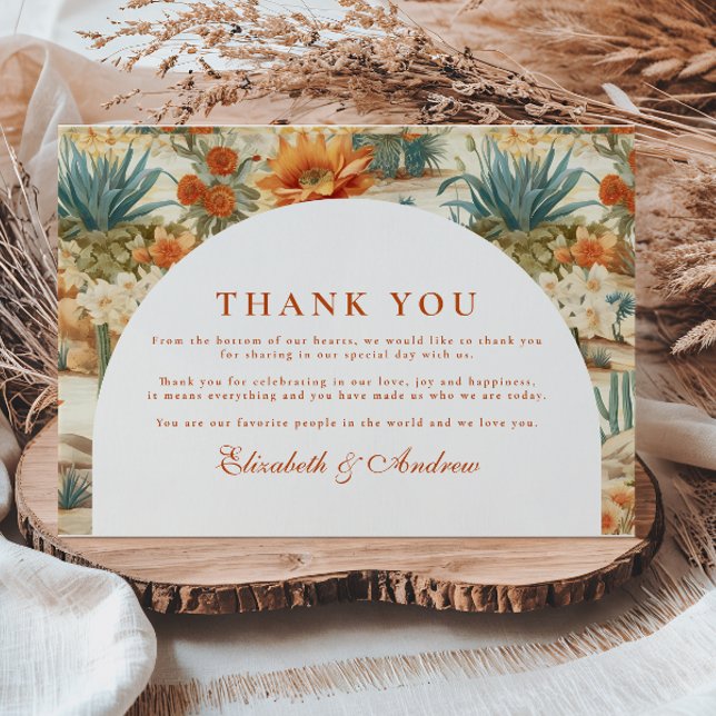 Boho Desert Arch Wedding Thank You Card (Creator Uploaded)