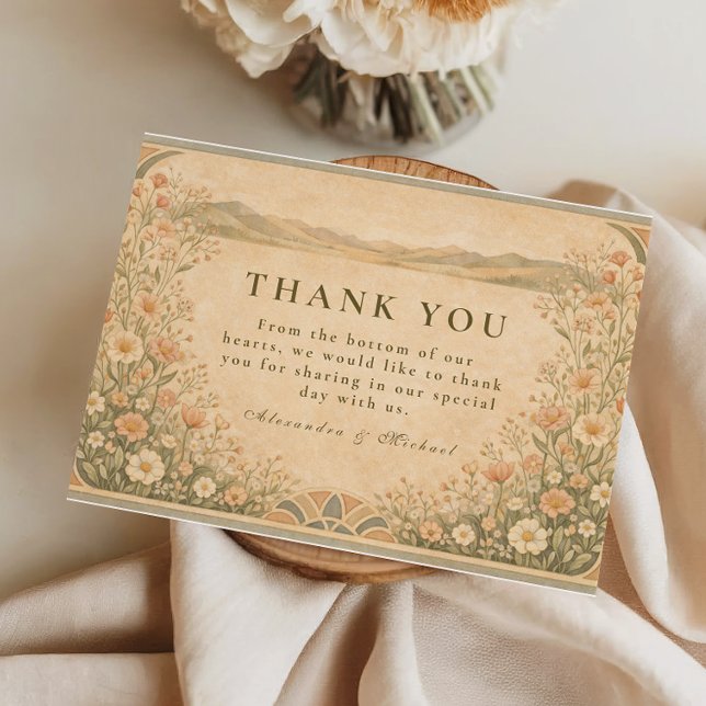 Boho Desert Botanical Wedding Thank You Card (Creator Uploaded)