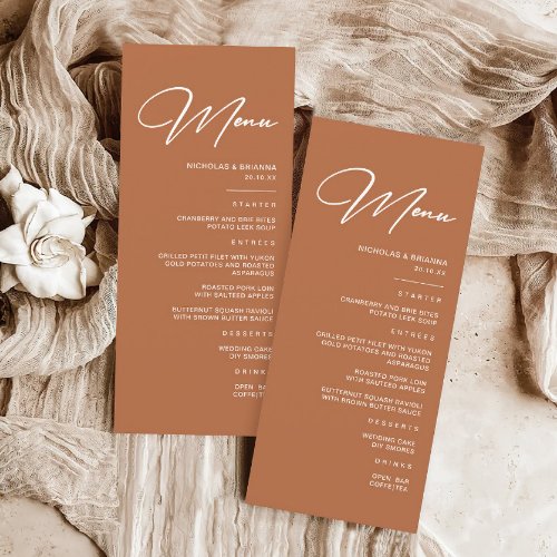 Boho Desert Burnt Orange Wedding  Menu