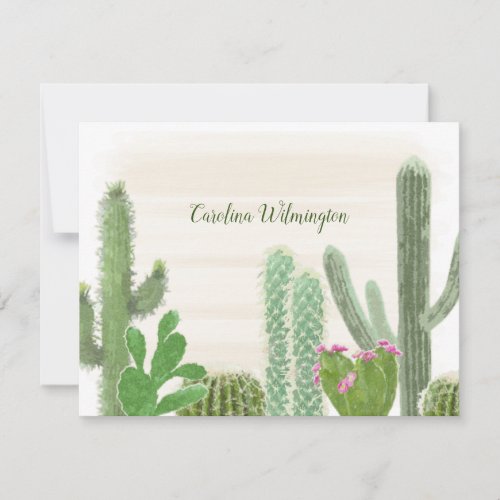Boho Desert Cacti Watercolor Floral Cactus Note Card