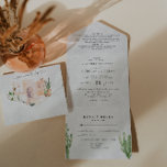 Boho Desert Cactus | All in One Wedding Invite<br><div class="desc">Join us in the desert! Set the tone for a rustic desert wedding with a custom all-in-one invitation. Think Arizona, Utah, Nevada, Zion, Mexico etc. This "roomy" invitation is a great way to give your guests additional information on the wedding. These cards can list the festivities surrounding your wedding weekend,...</div>