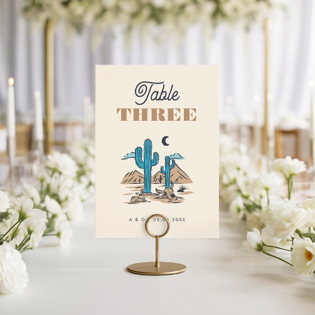 Boho Desert Cactus Arizona Wedding Table Number (Creator Uploaded)