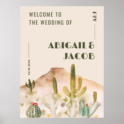 Boho Desert Cactus Arizona wedding welcome Poster