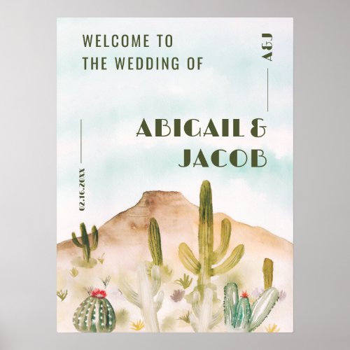 Boho Desert Cactus Arizona wedding welcome Poster