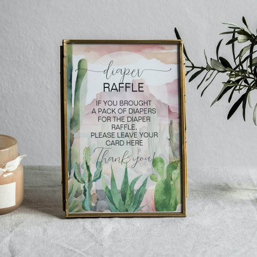 Boho Desert Cactus Baby Shower Diaper Raffle Sign