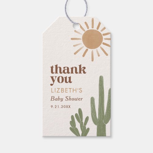 Boho Desert Cactus Baby Shower Gift Tags