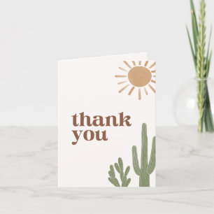 Boho Desert Cactus Baby Shower Letterpress Thank You Card