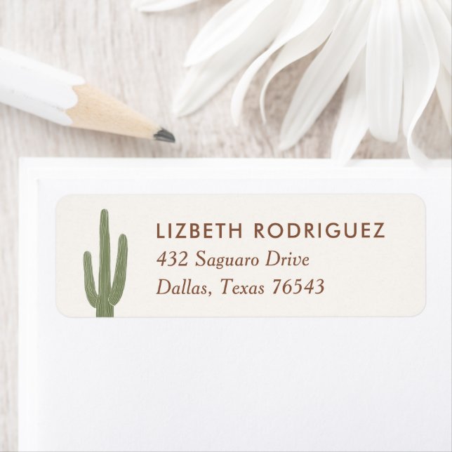 Boho Desert Cactus Baby Shower Return Address Label (Insitu)
