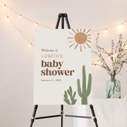 Boho Desert Cactus Baby Shower Welcome Sign