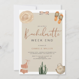 Boho Desert Cactus Bachelorette Itinerary Invitation