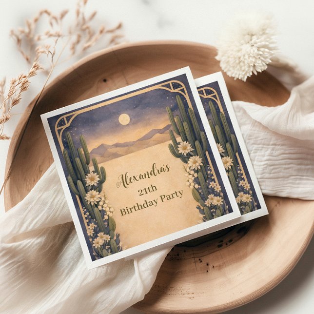 Boho Desert Cactus Birthday Napkins (Creator Uploaded)