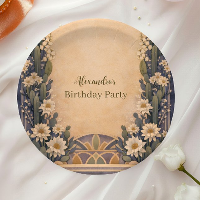 Boho Desert Cactus Birthday Paper Plates (Creator Uploaded)