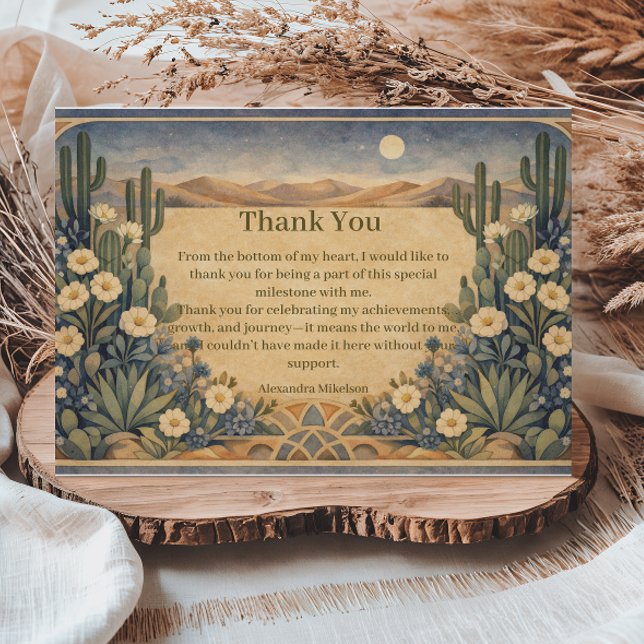 Boho Desert Cactus Birthday Thank You Card (Creator Uploaded)