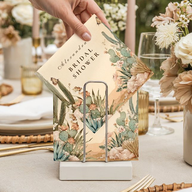Boho Desert Cactus Bridal Shower Napkins (Creator Uploaded)