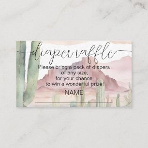 Boho Desert Cactus Diaper Raffle Baby Shower Enclosure Card