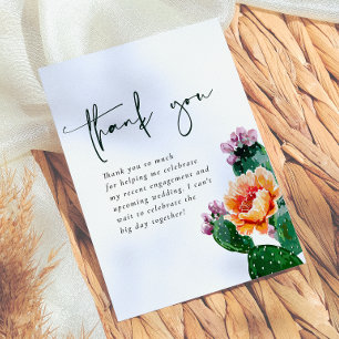 Boho Desert Cactus & Flowers Fiesta Bridal Shower Thank You Card