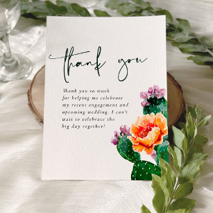 Boho Desert Cactus & Flowers Fiesta Bridal Shower Thank You Card