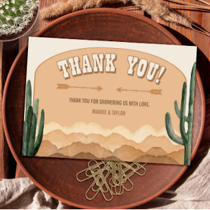 Boho Desert Cactus Rustic Southwestern Ranch Thank You Card