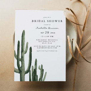 Boho Desert Cactus Simple Bridal Shower Invitation