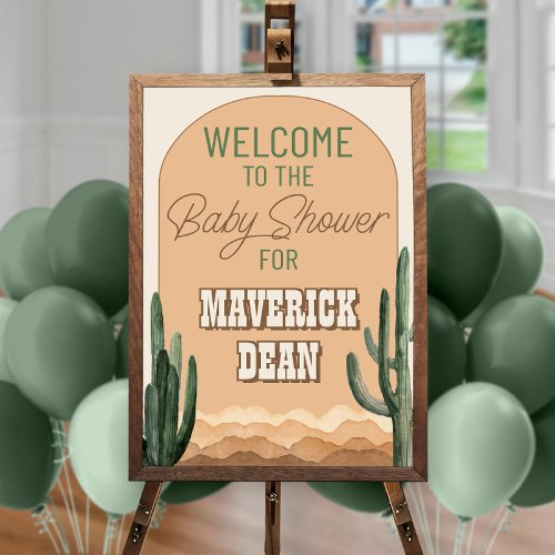 Boho Desert Cactus Southwest Baby Shower Welcome Poster