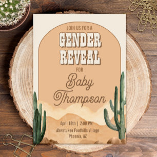 Boho Desert Cactus Southwestern Baby Gender Reveal Invitation