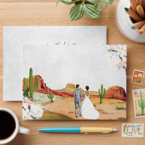 Boho Desert Cactus  Wedding Envelope