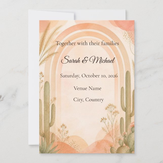 Boho Desert Cactus Wedding Invitation (Front)