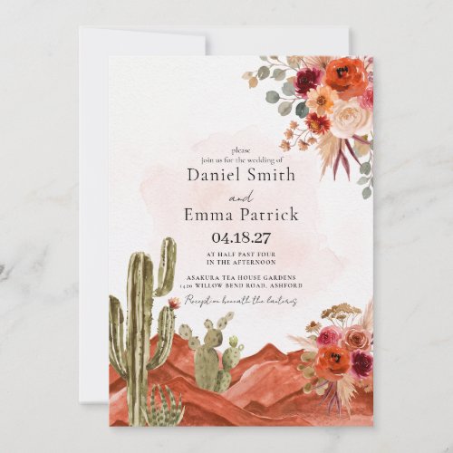 Boho Desert Cactus Wedding Invitation