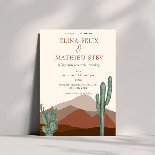 Boho desert Cactus wedding Invitation