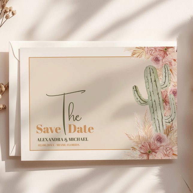 Boho Desert Cactus Wedding Save The Date (Creator Uploaded)