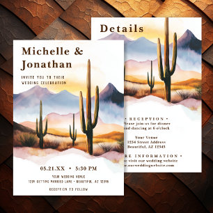 Boho Desert Cactus Western All in One Wedding Invitation