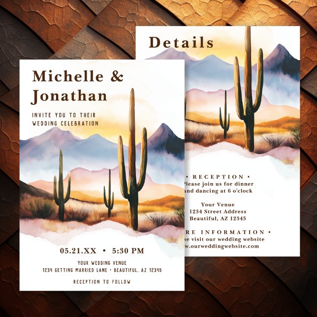 Boho Desert Cactus Western All in One Wedding Invitation (Boho Desert Cactus Western All in One Wedding Invitation)