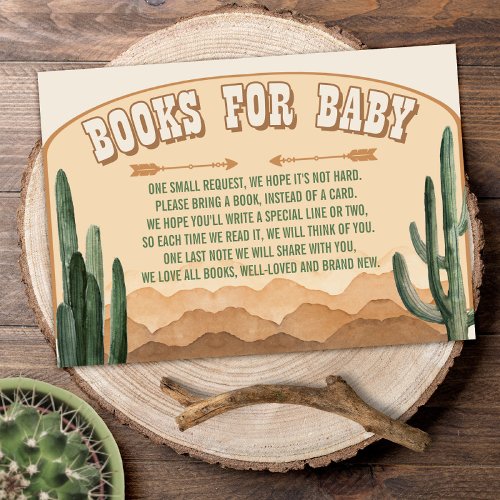 Boho Desert Cactus Western Cowboy Books for Baby Enclosure Card