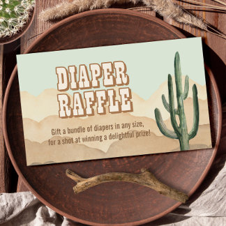 Boho Desert Cactus Wild West Cowboy Diaper Raffle Enclosure Card