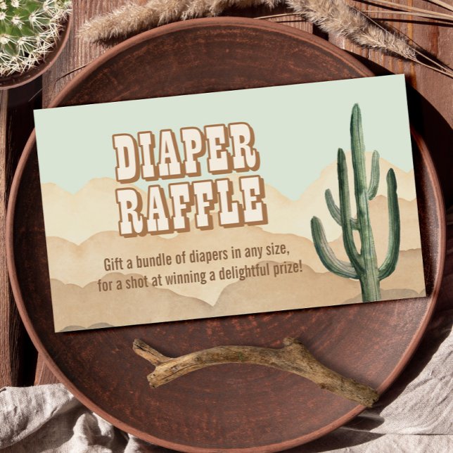 Boho Desert Cactus Wild West Cowboy Diaper Raffle Enclosure Card (Creator Uploaded)