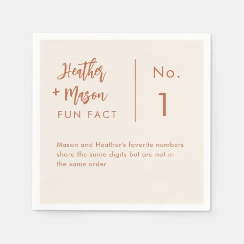 Boho Desert Couple Fun Facts Wedding Napkins