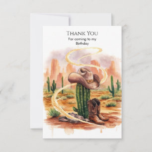 Boho Desert Cowboy Birthday Thank You Card