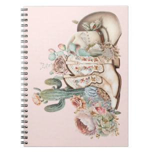 Boho desert cowgirl cowboy boots cowboy hat notebook